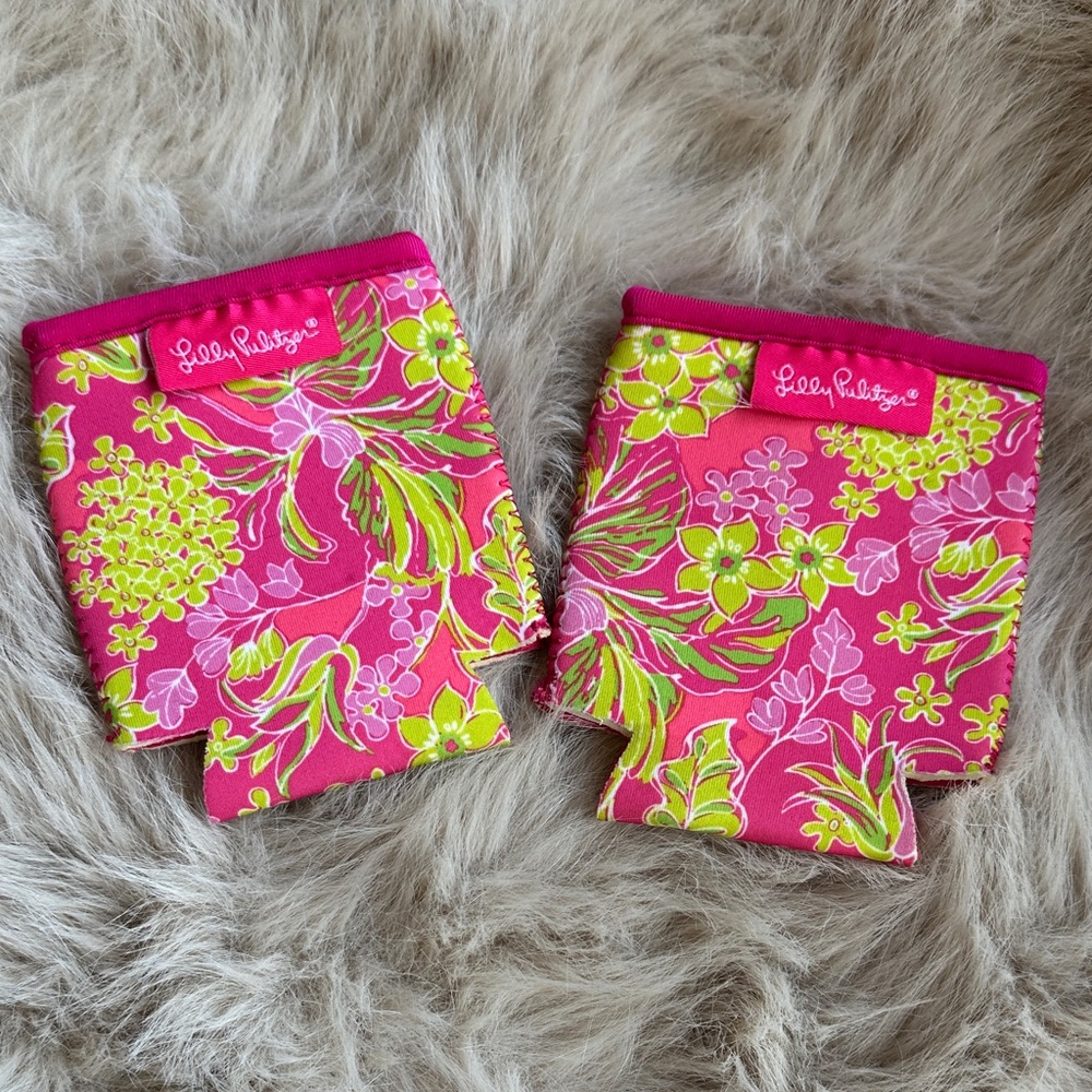 Lilly Pulitzer Pink and Green Floral Drink Sleeves